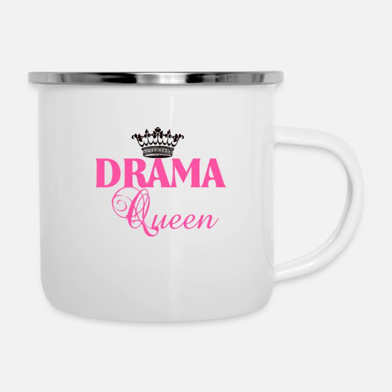 Drama Queen - Emaille-Tasse - Weiß