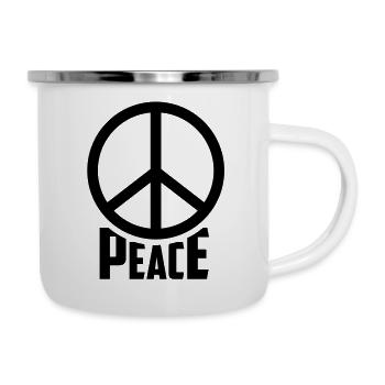 peace Frieden Hippie - Emaille-Tasse - Weiß - Rechts
