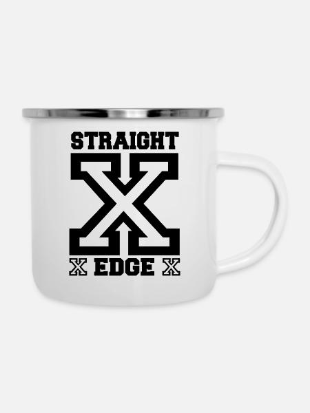 straight edge - Emaille-Tasse - Weiß