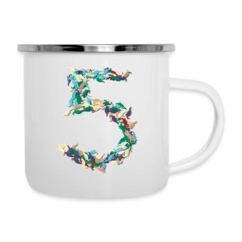 5th birthday Dino confetti shirt hey kids !!! - Camper Mug - white - Right