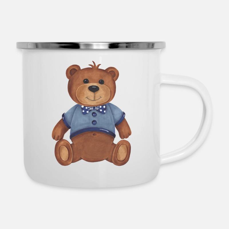 Teddybär Junge - Emaille-Tasse - Weiß