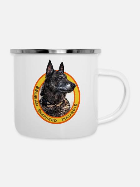 Belgischer Schäferhund Malinois schwarz - Emaille-Tasse - Weiß