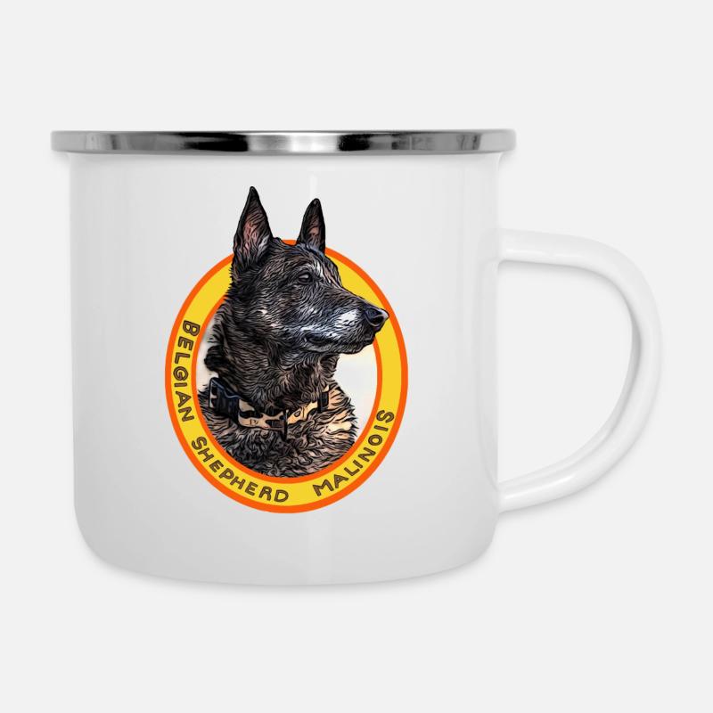 belgian shepherd malinois noir - Tasse émaillée - blanc