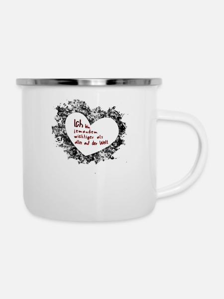 romantische liebeserklärung - Emaille-Tasse - Weiß