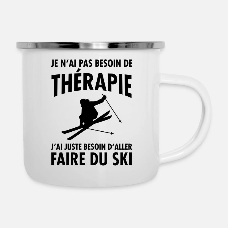 Thérapie - Ski - Tasse émaillée - blanc