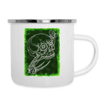 Schädel - Emaille-Tasse - Weiß - Rechts