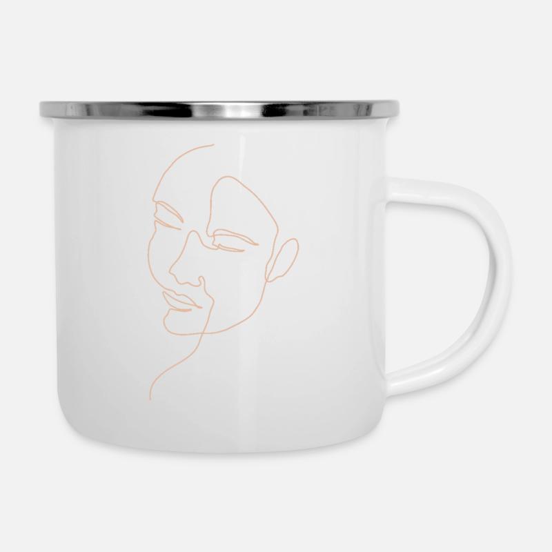 Gesicht abstrakt - Emaille-Tasse - Weiß