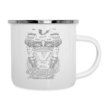 Garage GMC avec salon moteur V8 - Tasse émaillée - blanc - Droite