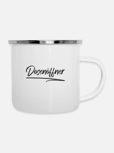 Dosenoeffner - Emaille-Tasse - Weiß