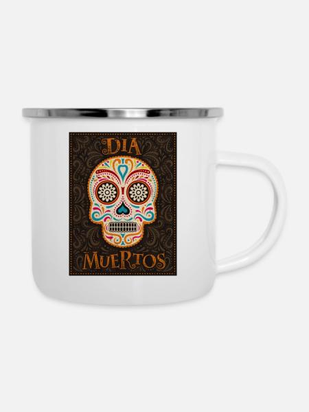 Dia Muertos - Emaille-Tasse - Weiß