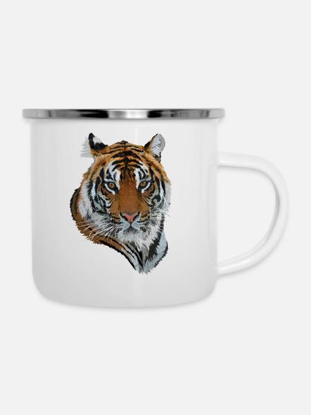 bengalischer Tiger - Emaille-Tasse - Weiß