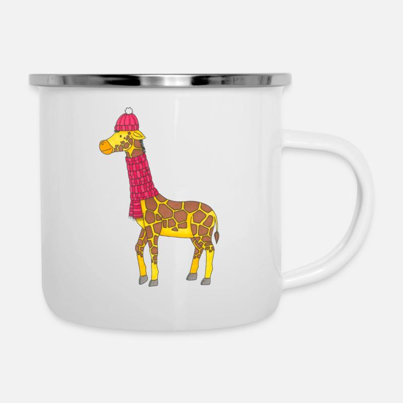 Giraffe Winter - Camper Mug - white