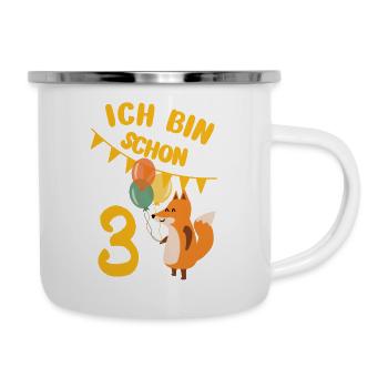 3 Geburtstag drei Jahr Geburtstag zum 3 Geburtstag - Emaille-Tasse - Weiß - Rechts