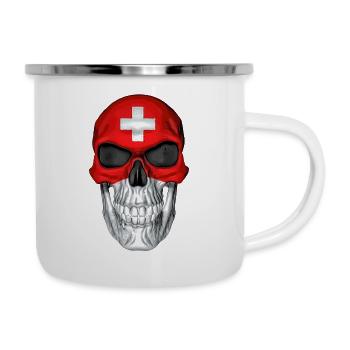 Totenkopf Schweiz - Emaille-Tasse - Weiß - Rechts