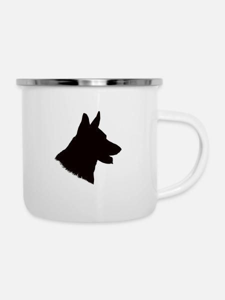 Hundekopf Schäferhund - Emaille-Tasse - Weiß