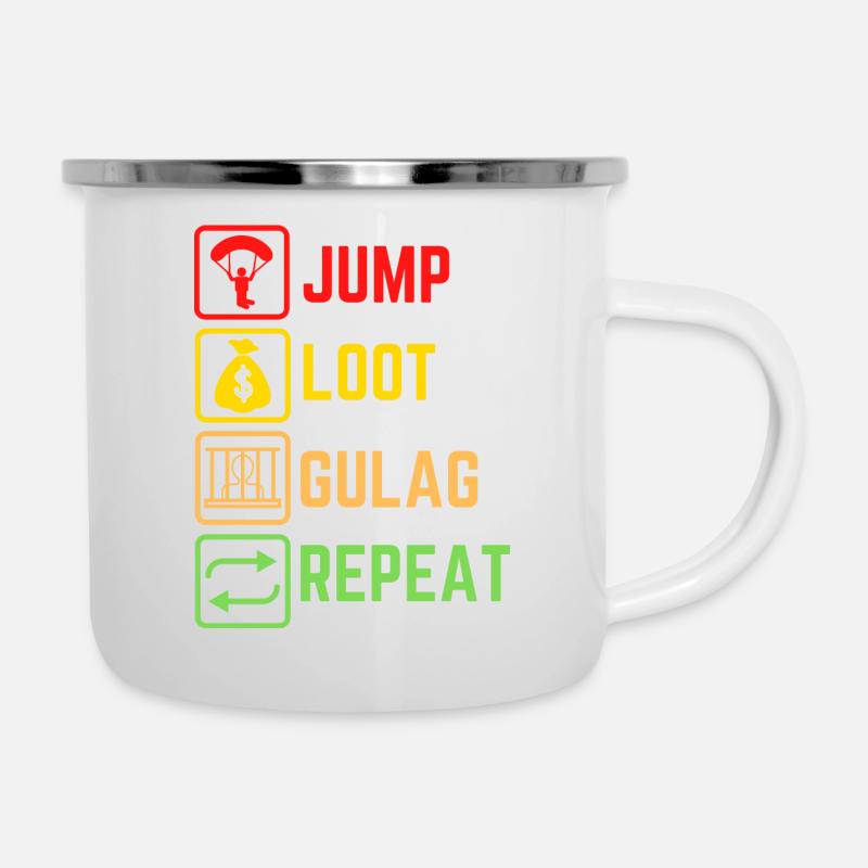 Gulag Warzone King Gamer Meme Geschenkidee - Emaille-Tasse - Weiß