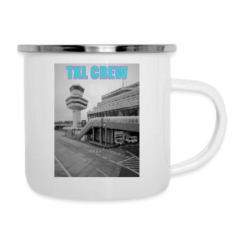 TXL CREW schwarz/weiß + türkis - Emaille-Tasse - Weiß - Rechts
