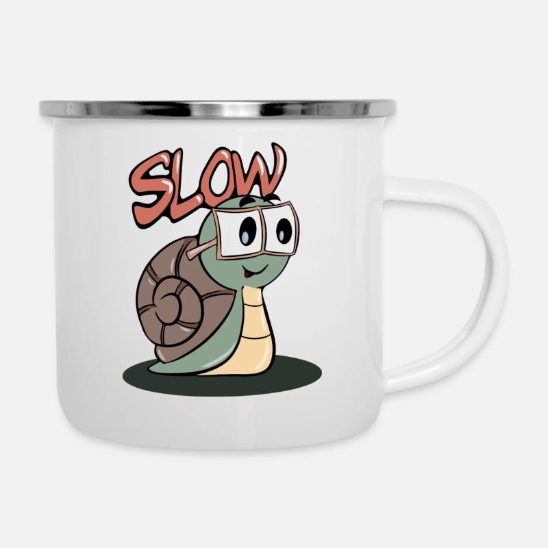 Slow - cute cute snail - Camper Mug - white