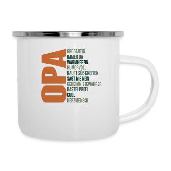 Opa Geschenk Großvater - Emaille-Tasse - Weiß - Rechts