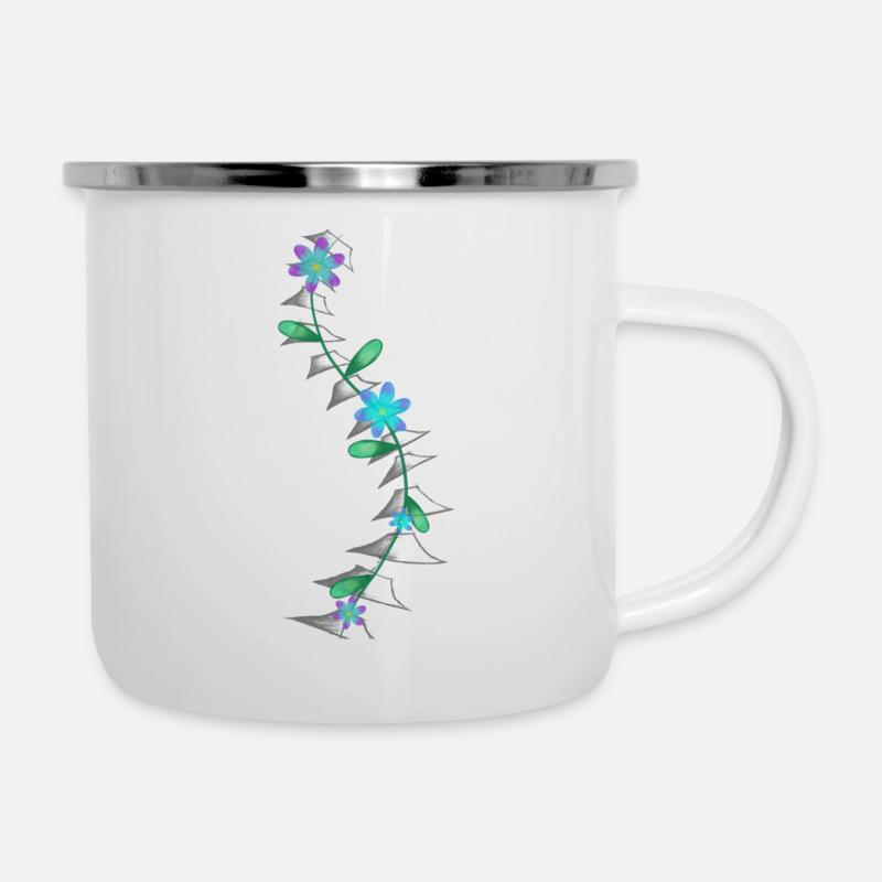 Scoliose florale de la colonne vertébrale colorée à courbe en S - Tasse émaillée - blanc