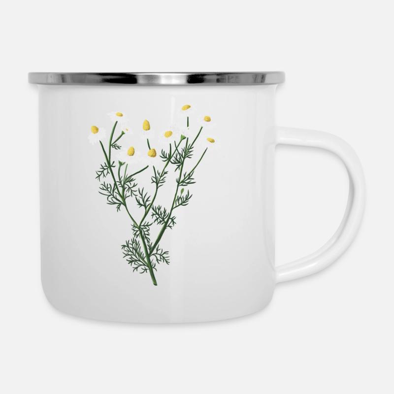 Chamomile botanical drawing - Camper Mug - white