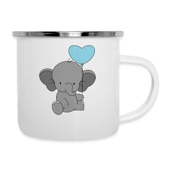 Baby Elefant mit Herz Ballon 💙💙 - Emaille-Tasse - Weiß - Rechts