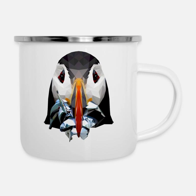 Papageientaucher - Emaille-Tasse - Weiß
