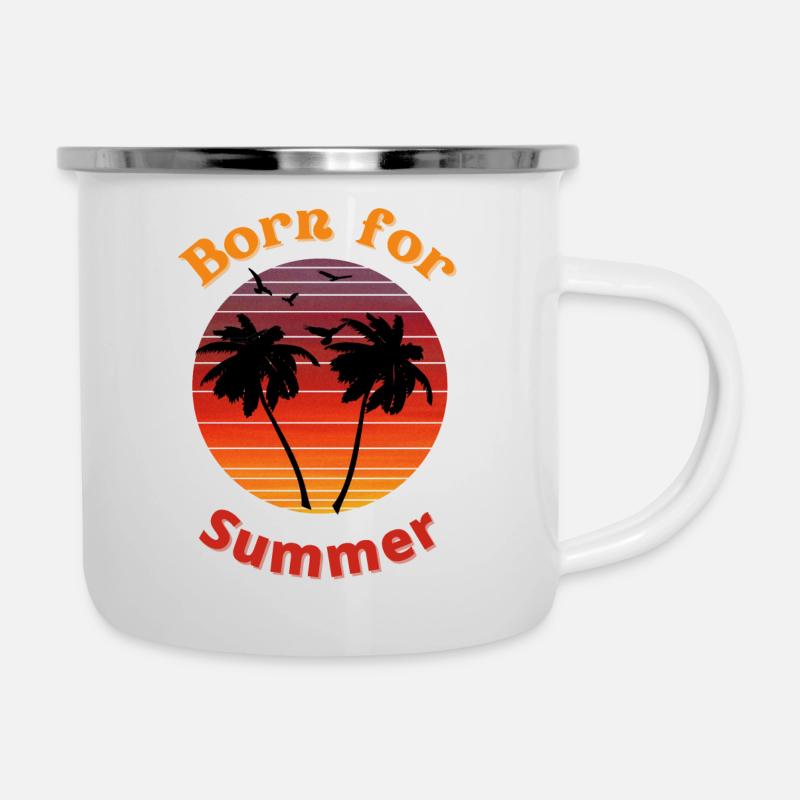 Born for summer - Emaille-Tasse - Weiß