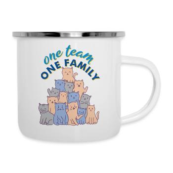 team familie katze bachelorette party asatru büro - Emaille-Tasse - Weiß - Rechts