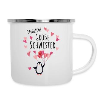 Große Schwester 2023 Pinguin - Emaille-Tasse - Weiß - Rechts