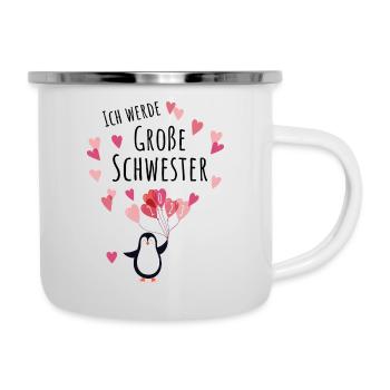 Große Schwester 2023 Pinguin - Emaille-Tasse - Weiß - Rechts