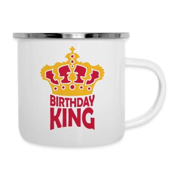 Birthday King Party Logo - Emaille-Tasse - Weiß - Rechts