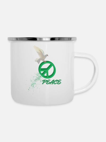 Frieden - Emaille-Tasse - Weiß