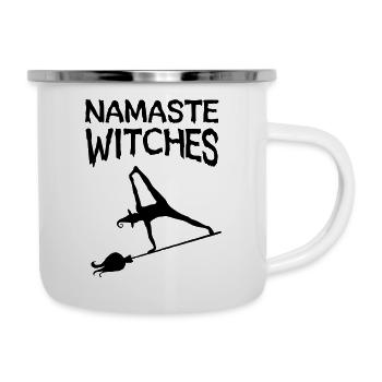 Namaste Withes Halloween Yoga Yogi Asana - Tasse émaillée - blanc - Droite