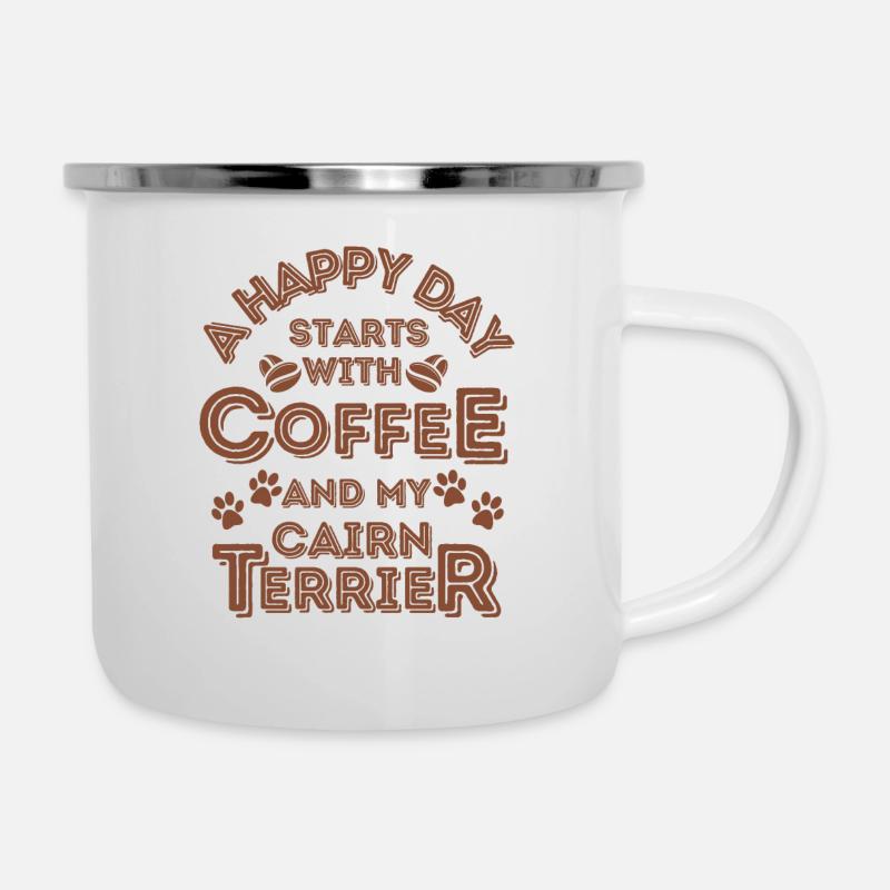 Cairn Terrier Café Chien Café - Tasse émaillée - blanc