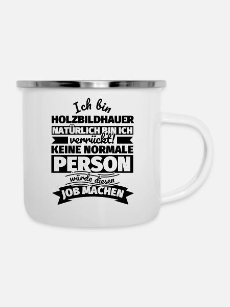 Holzbildhauer Geschenke - Emaille-Tasse - Weiß