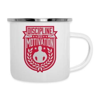 Citation de discipline sur la motivation - Tasse émaillée - blanc - Droite