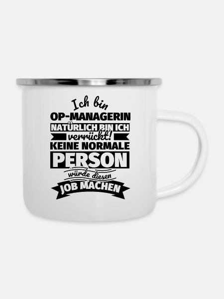 OP-Managerin Geschenke - Emaille-Tasse - Weiß