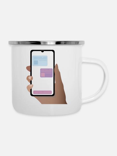 Smart Phone - Emaille-Tasse - Weiß
