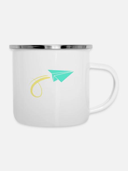 Fly Away - Emaille-Tasse - Weiß