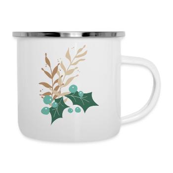 Mistelzweig und Stachelbeere - Emaille-Tasse - Weiß - Rechts