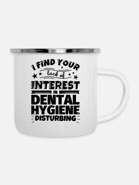 Zahnpflege lustiges Geschenk - Emaille-Tasse - Weiß