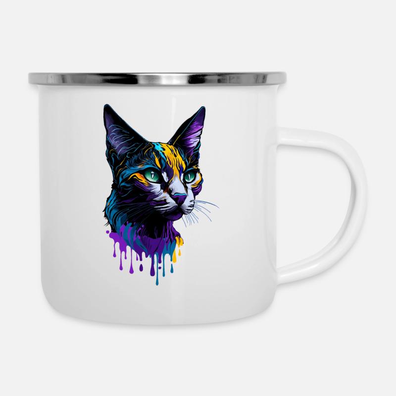 Colorful Cat Splash Art Devon Rex - Camper Mug - white