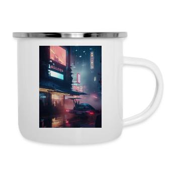 Midnight Reverie: Anime-Style Depiction of a - Camper Mug - white - Right