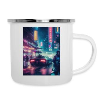 Retro Reverie: Vintage Car in a Rainy - Camper Mug - white - Right