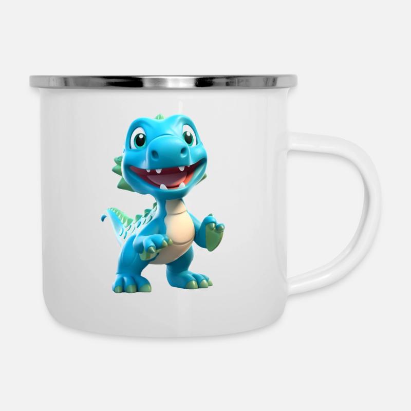 Dinosaure de dessin animé 3D - Tasse émaillée - blanc