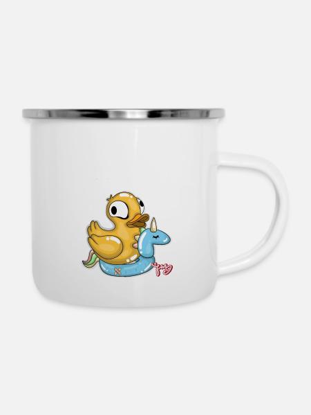 Ente aufwecken - Emaille-Tasse - Weiß