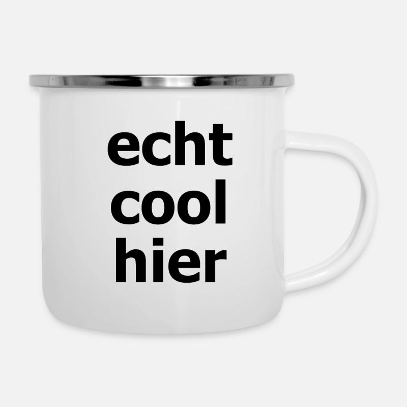 echt cool hier 1 schwarz - Emaille-Tasse - Weiß