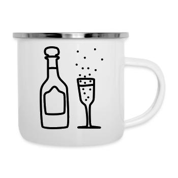 sekt mit glas 2 - Emaille-Tasse - Weiß - Rechts
