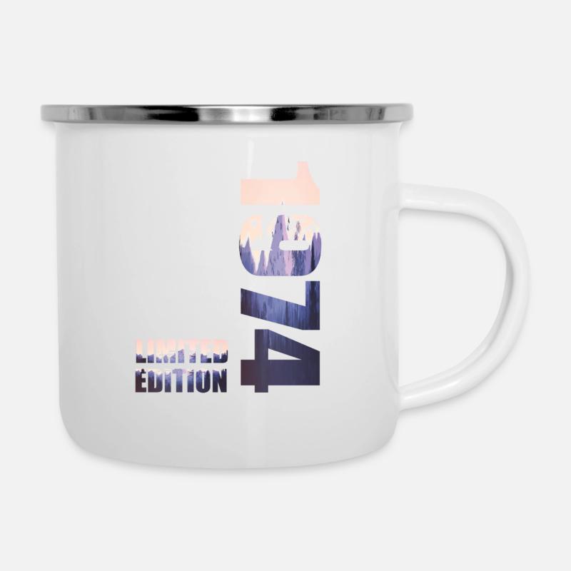 1974. Limited Edition T-Shirt Geburtstags Idee - Emaille-Tasse - Weiß